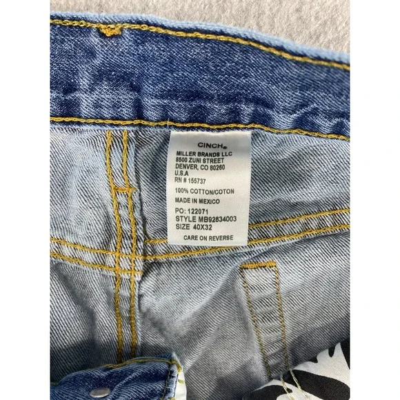 Cinch White Label Men's Jeans 40x32 Relaxed Fit Straight Leg Blue Denim Western - Picture 3 of 8